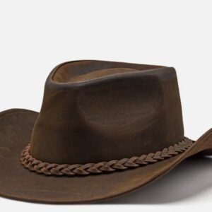 Classic Men's Genuine Leather Outback Cowboy Hat with Braided Band